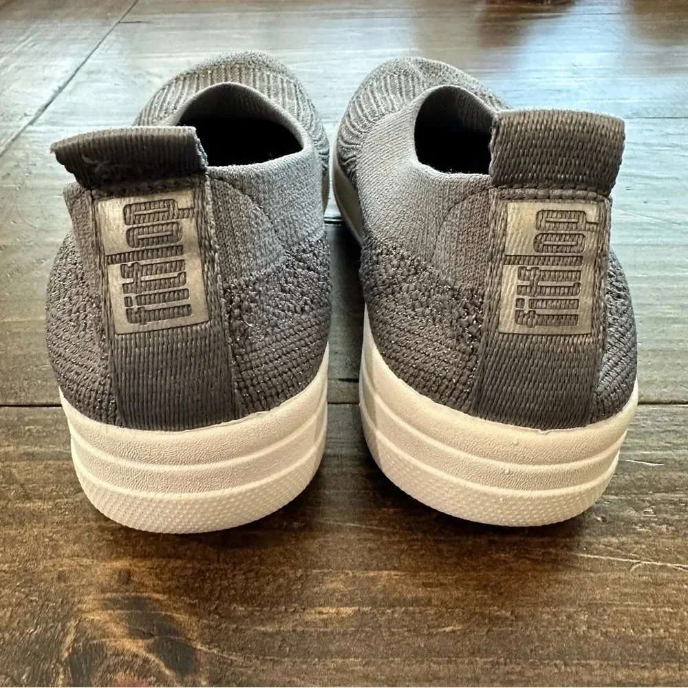 FitFlop Women's Metallic Pewter Uberknit Slip On Sneakers Size 7.5 GUC